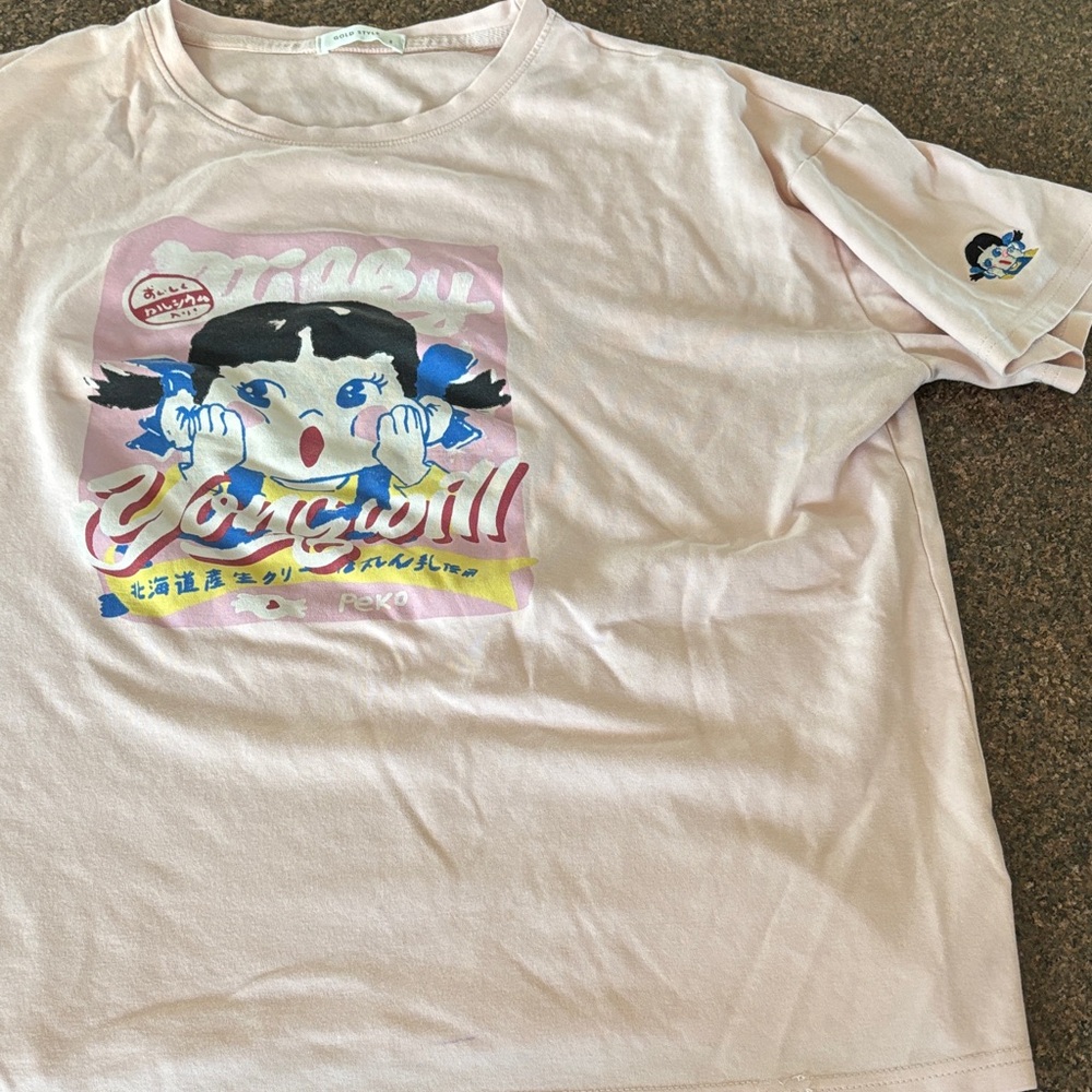 GOLD STYLE MILKY PEKO EMBROIDERED SLEEVE T SHIRT-XL